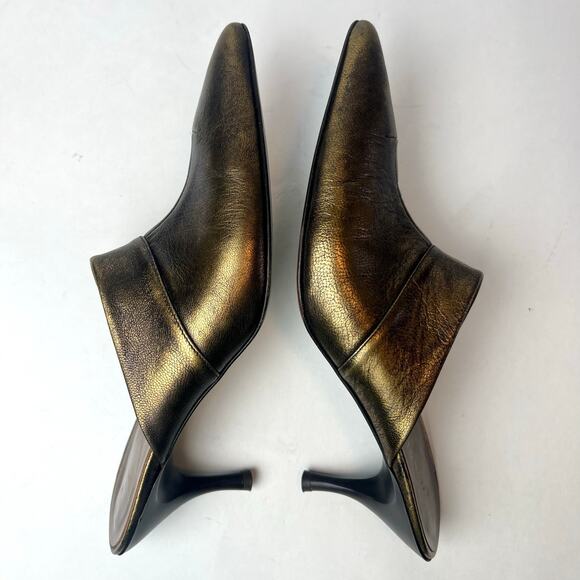 Donald J. Pliner Leather Kitten Heel Pointy Toe Mules Copper Sz 7 - Picture 11 of 12